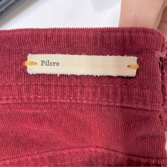 Anthropologie Pilcro Mid Rise Red Corduroy Skinny Pants 32 - Picture 3 of 16